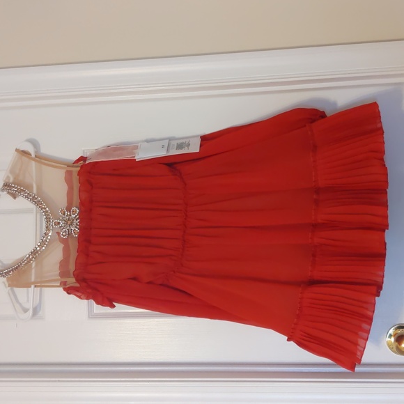 Giambattista Valli H&M Short Cold Shoulder Dress Red Size 0 EUR 32 - Picture 8 of 8